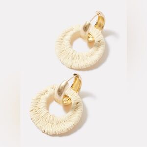 Evereve Jesse raffia Cream-Wrapped Gold Hoop Earrings